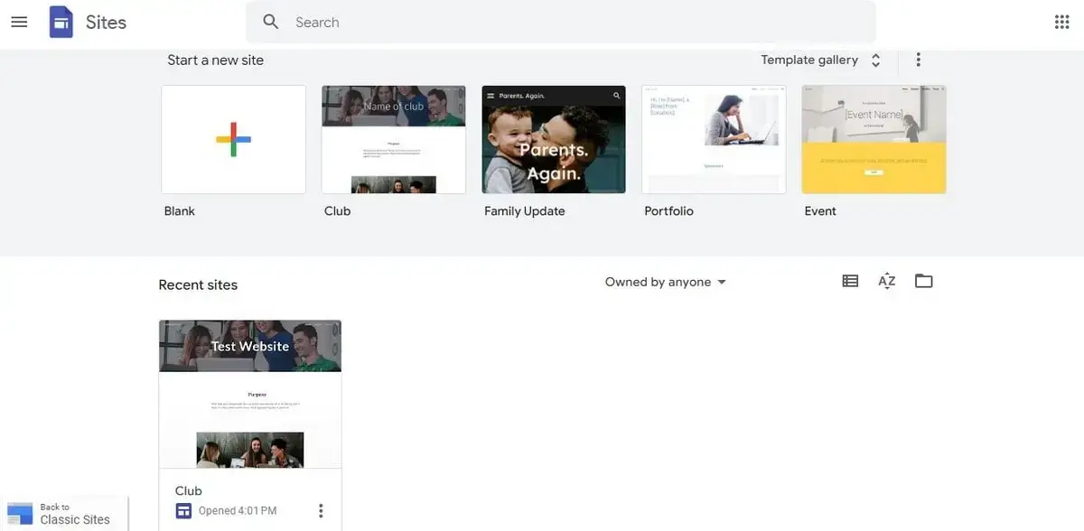 Google Sites Dashboard