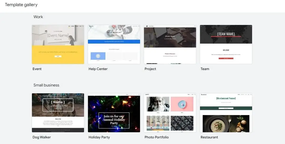 Google Sites Template