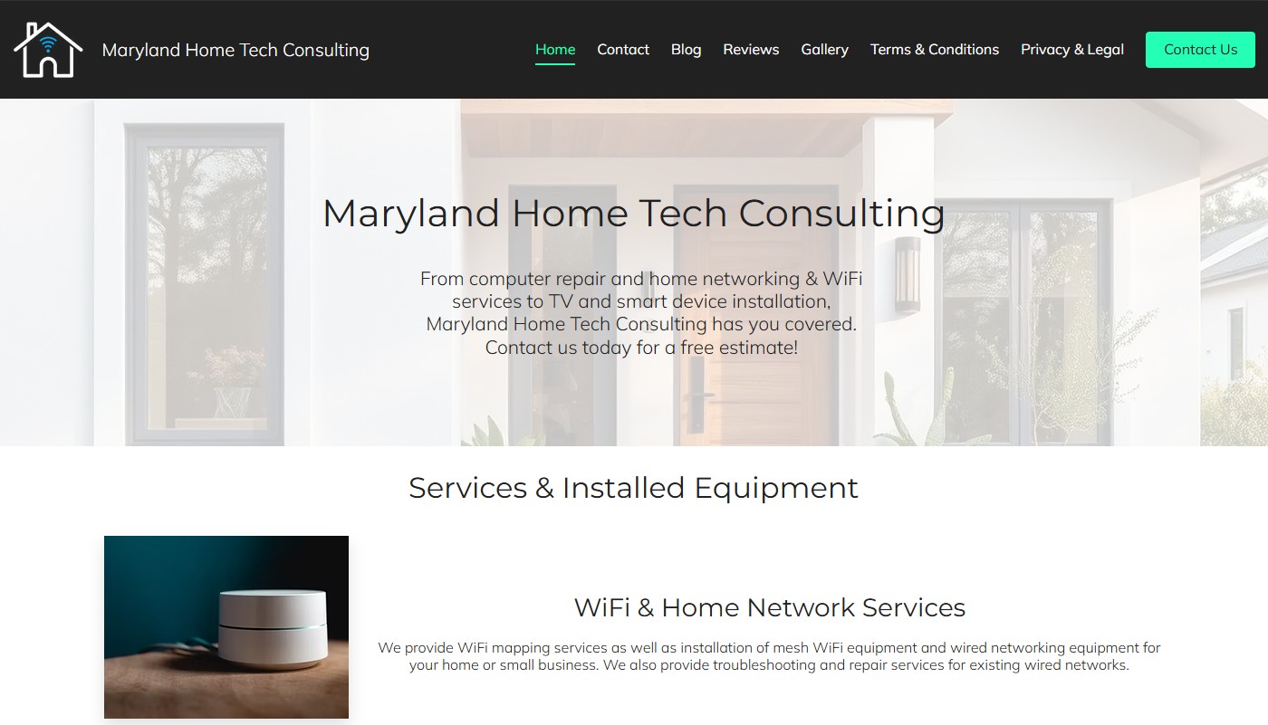 Maryland Home Tech Consulting after the migration to Wix